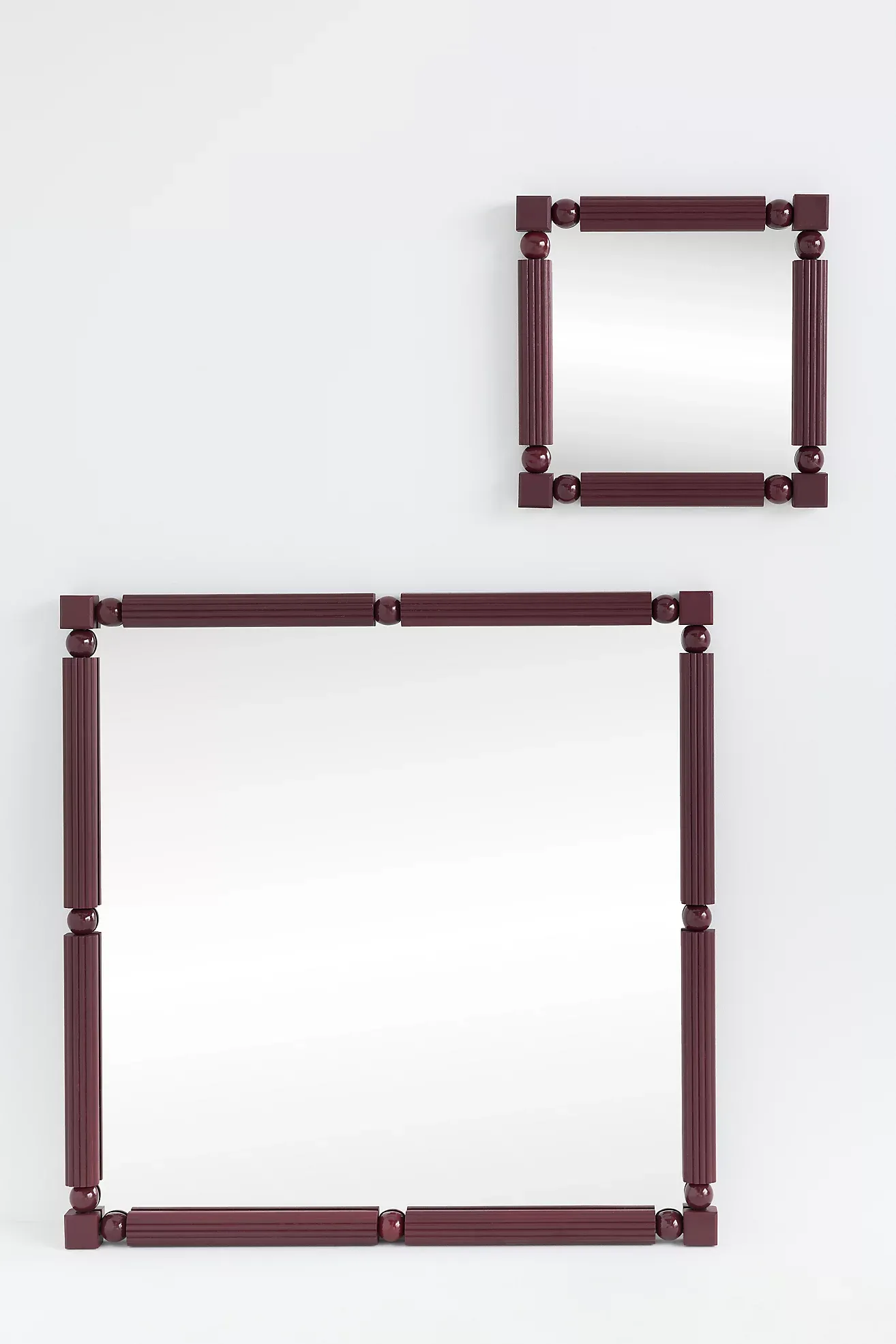 Benedicta Wood Bead Large Square Wall Mirror