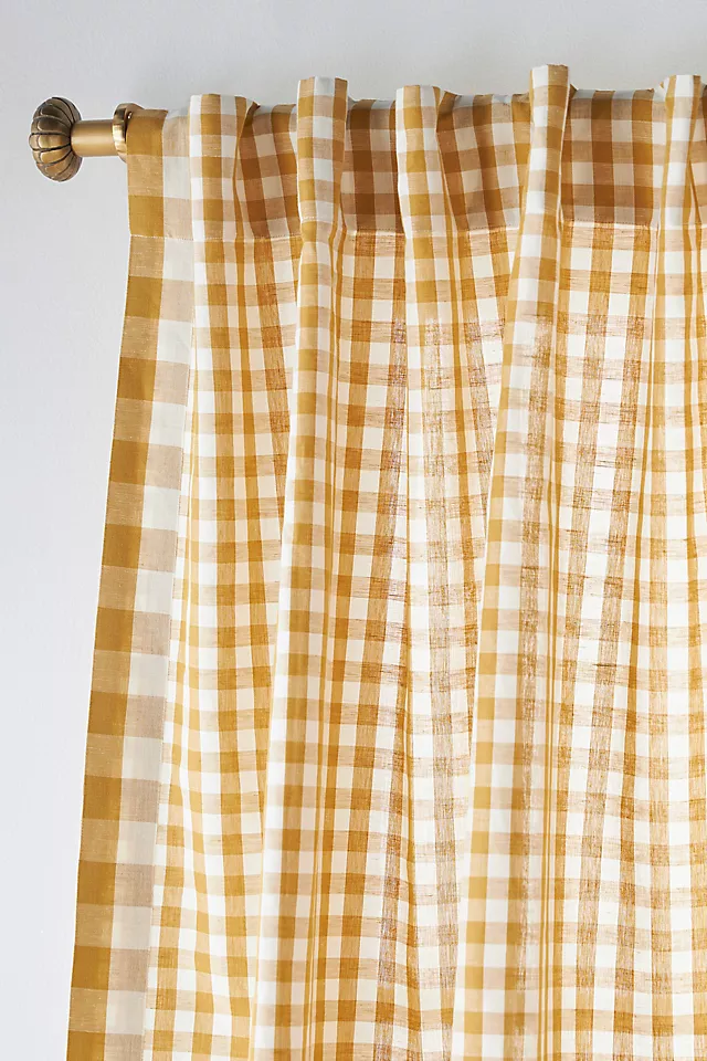 Cotton Linen Gingham Curtain