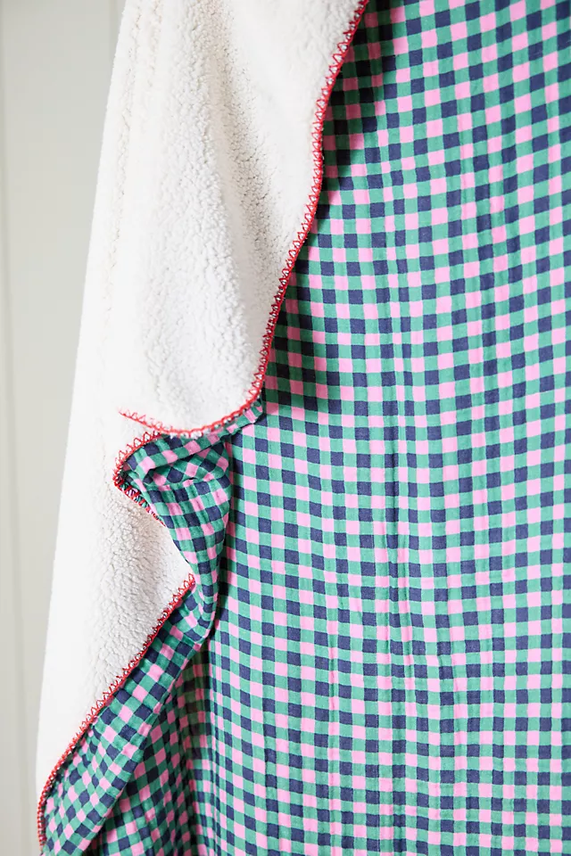 Gauze Cotton Sherpa Floral Printed Throw Blanket