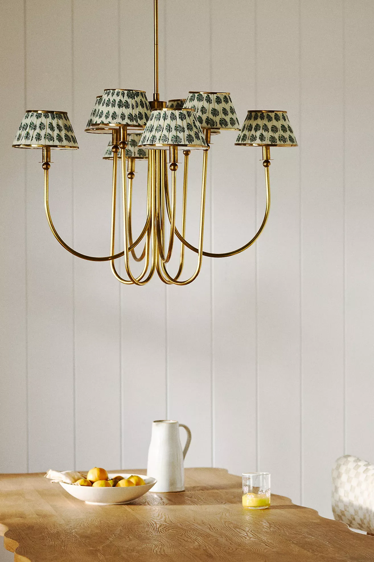Lee Ruched Printed Shade Brass Chandelier