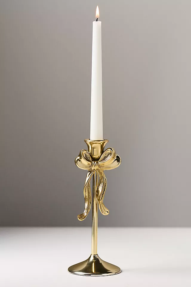 Gold Bow Metal Candleholder