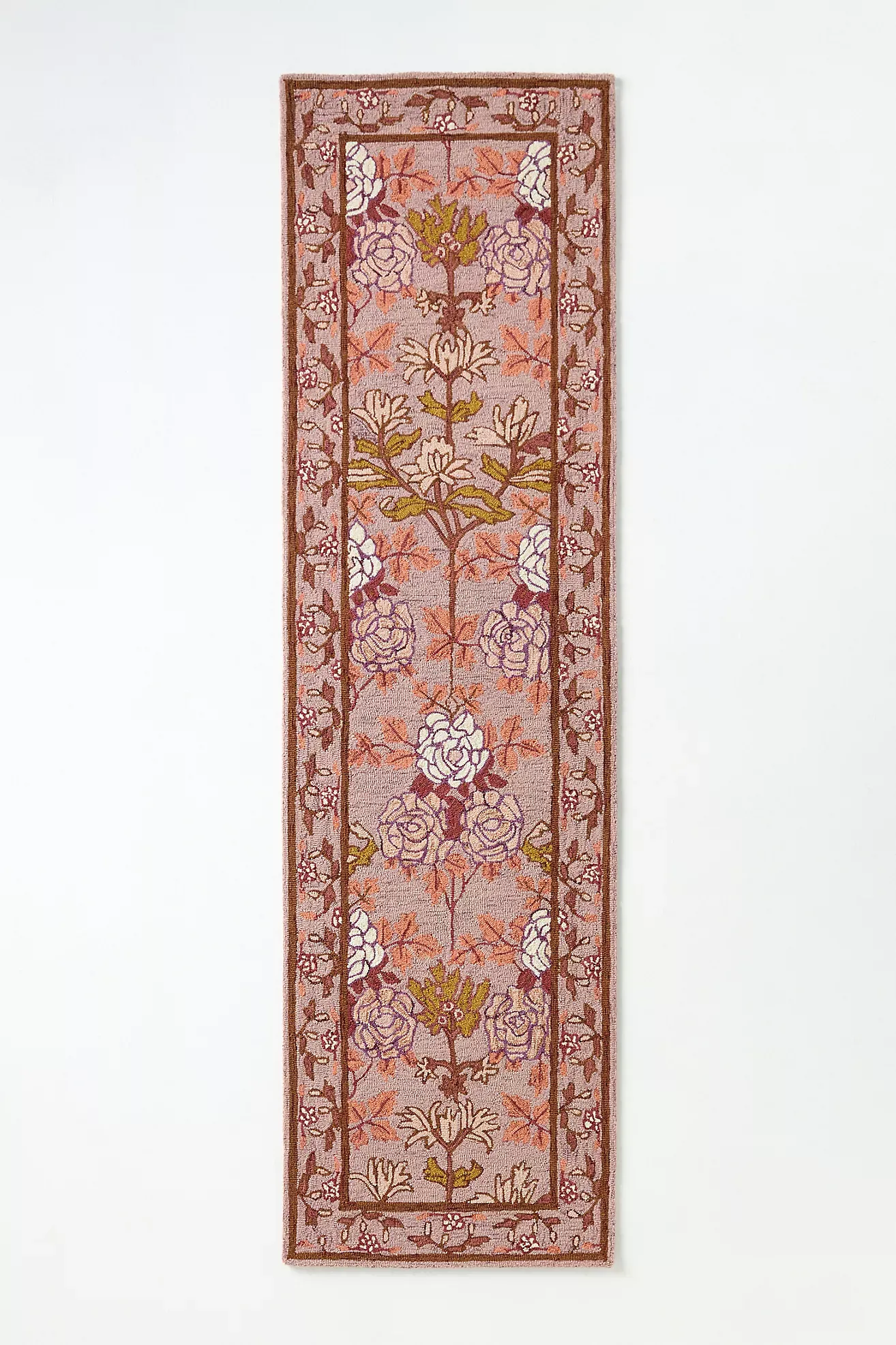 Tufted Hooked Wool Floral Border Rug