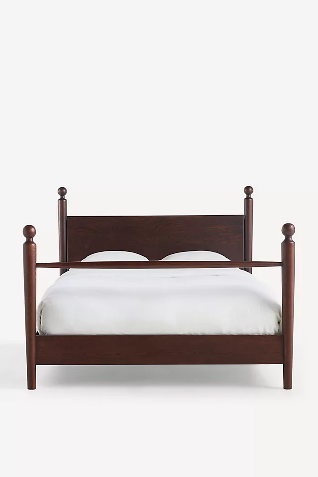 Roma Four-Poster Oak Wood Bed