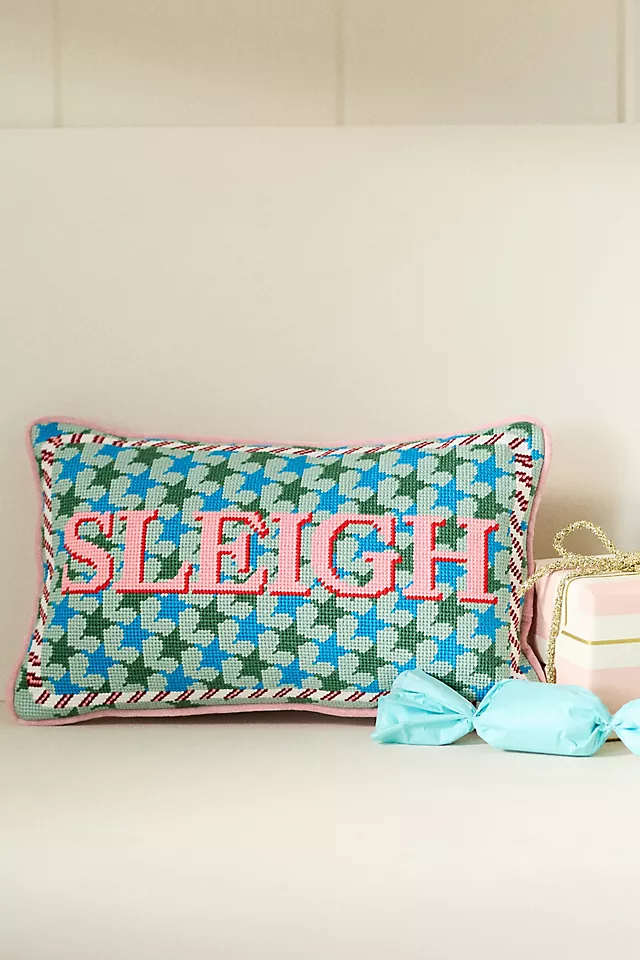 Furbish Studio Holiday Petite Needlepoint Pillow