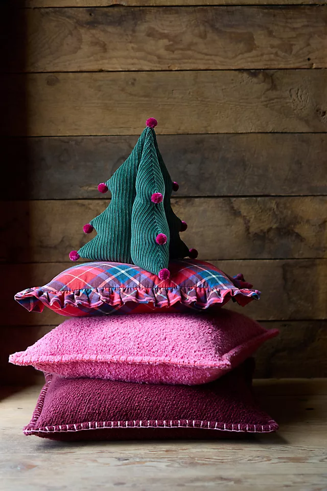 Aldea Corduroy Pom Pom Shaped Tree Pillow