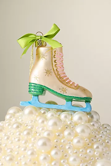 Ice Skate Glass Ornament