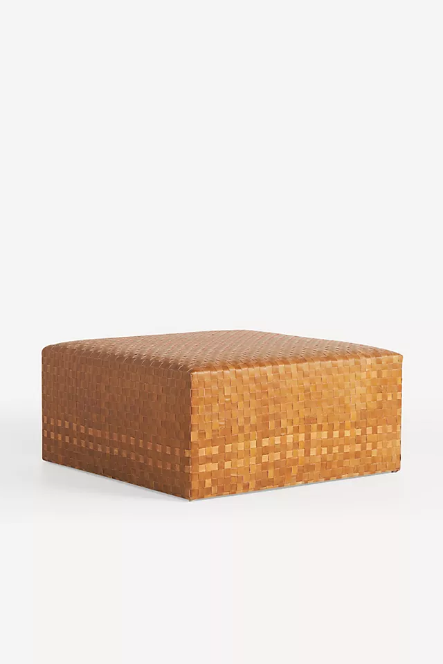 Cove Woven Leather Ottoman