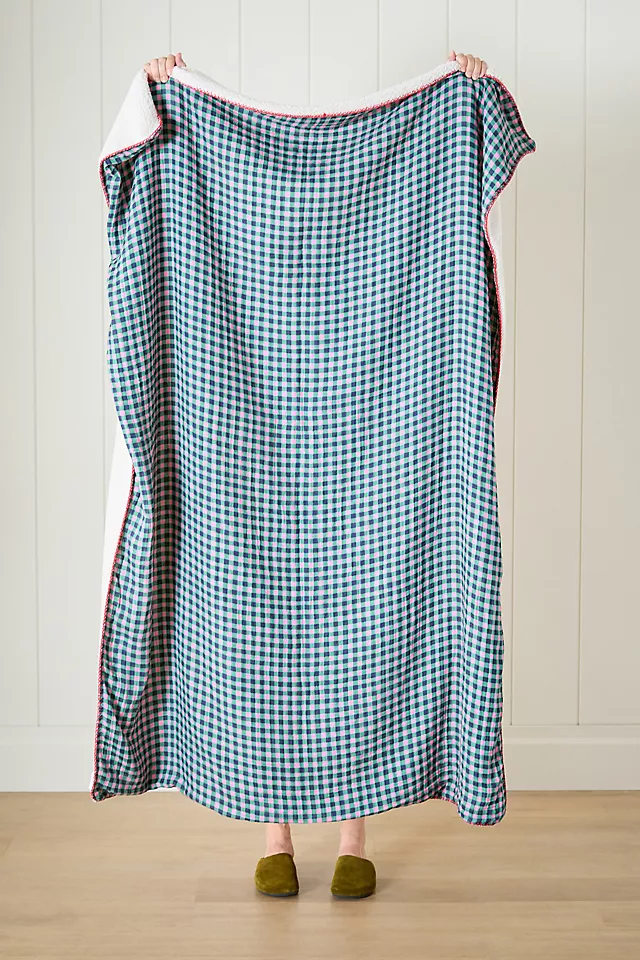 Gauze Cotton Sherpa Floral Printed Throw Blanket