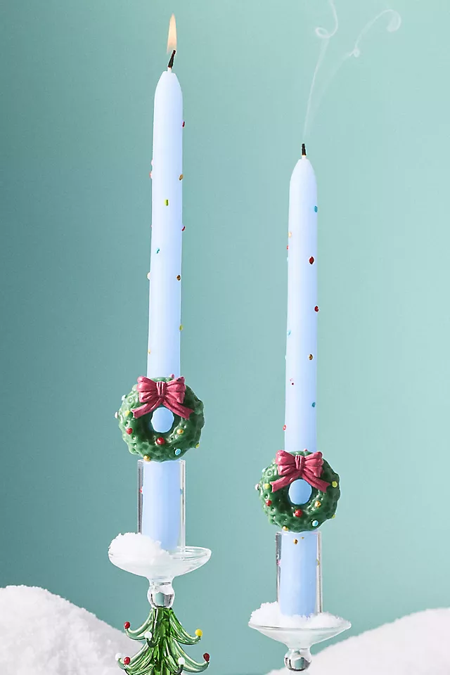 Festive Icon Taper Candles, Set of 2