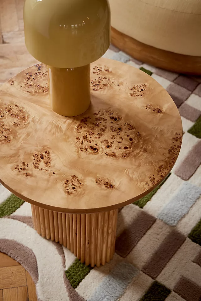 Scout Burl Wood Fluted Side Table