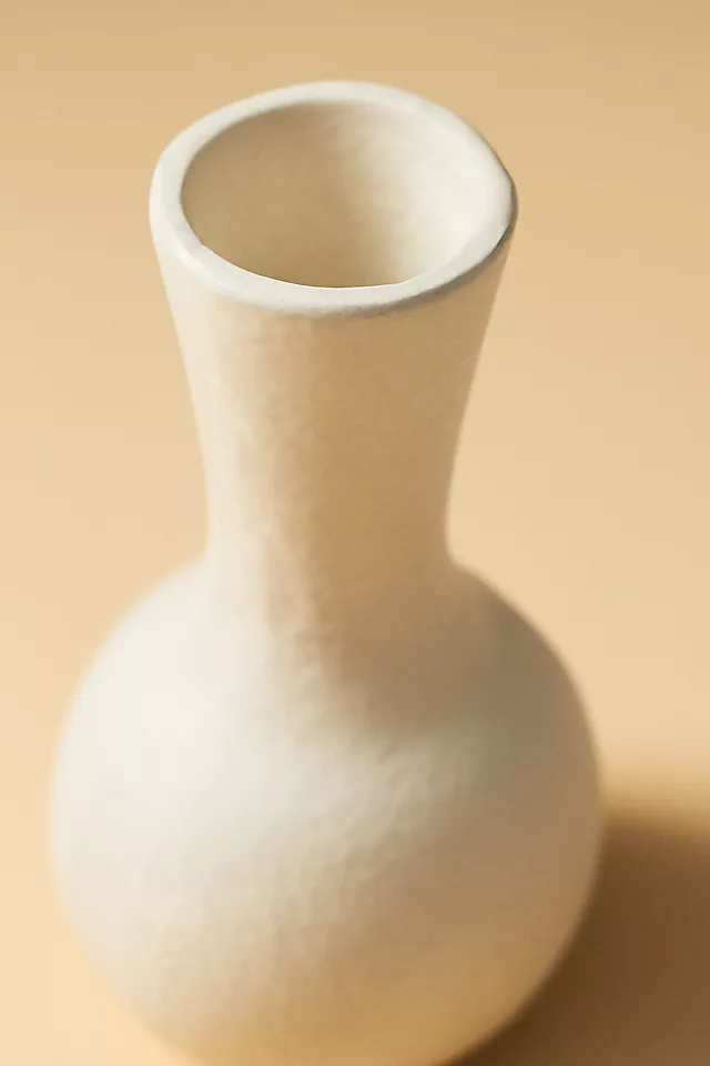 Sculptural Off-White Matte Metal Bud Vase