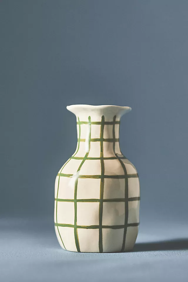 Green Checkered Ceramic Vase