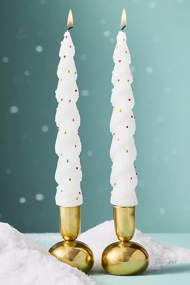 Festive Tree Taper Candles, Set of 2