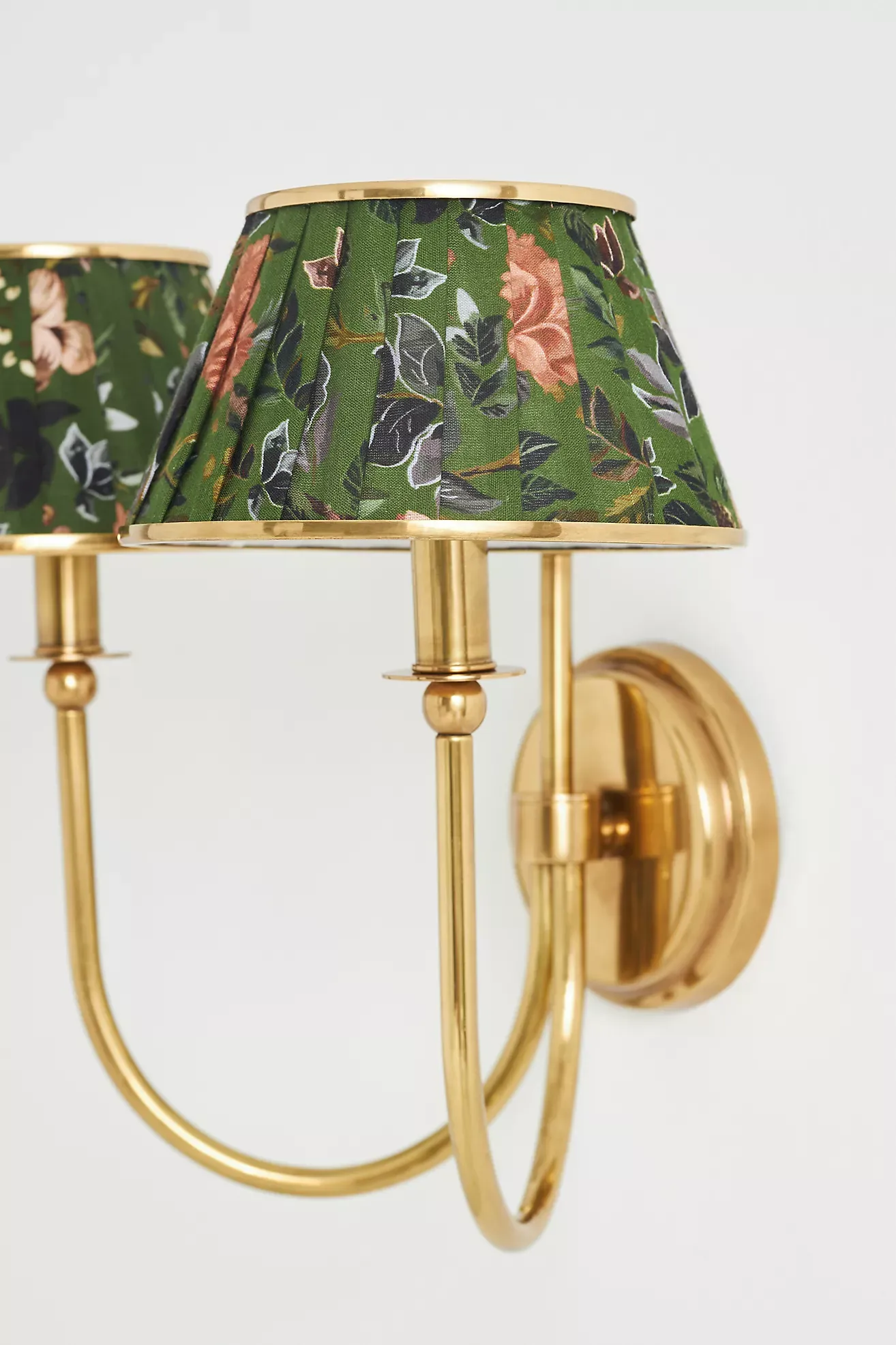 Lee Double-Articulating Shaded Brass Sconce Wall Light