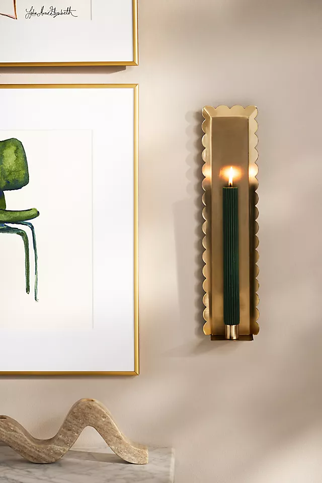 Scalloped Metal Candle Holder Wall Sconce