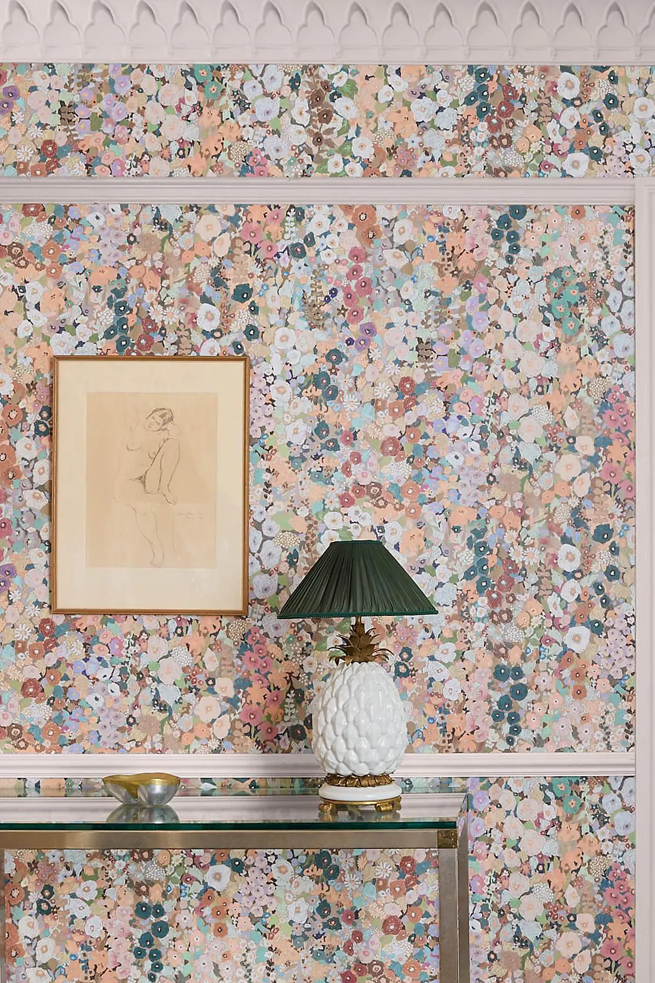 House of Hackney Hollyhocks Small Print Floral Spring Wallpaper