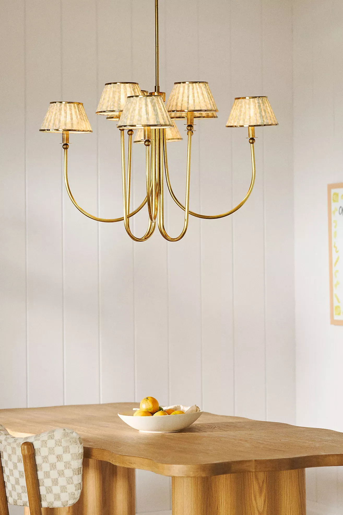 Lee Ruched Printed Shade Brass Chandelier