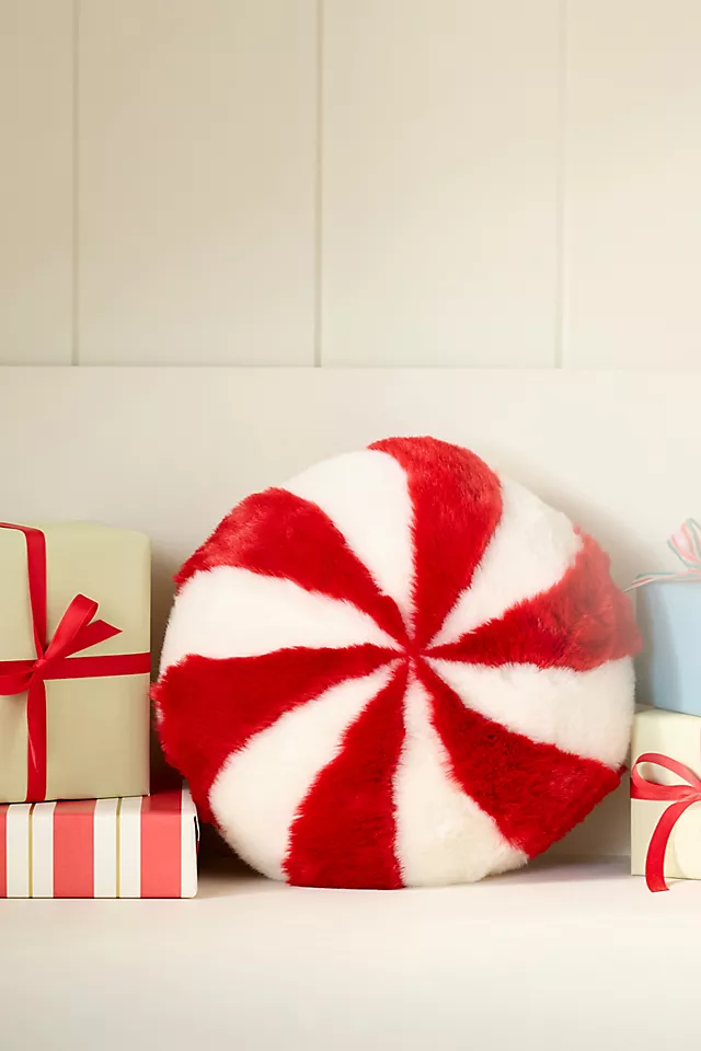 Peppermint Faux-Fur Pillow