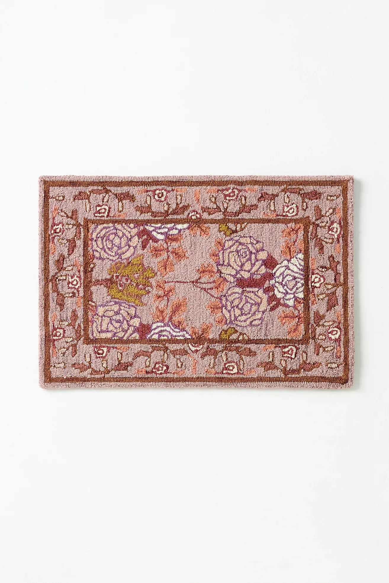 Tufted Hooked Wool Floral Border Rug