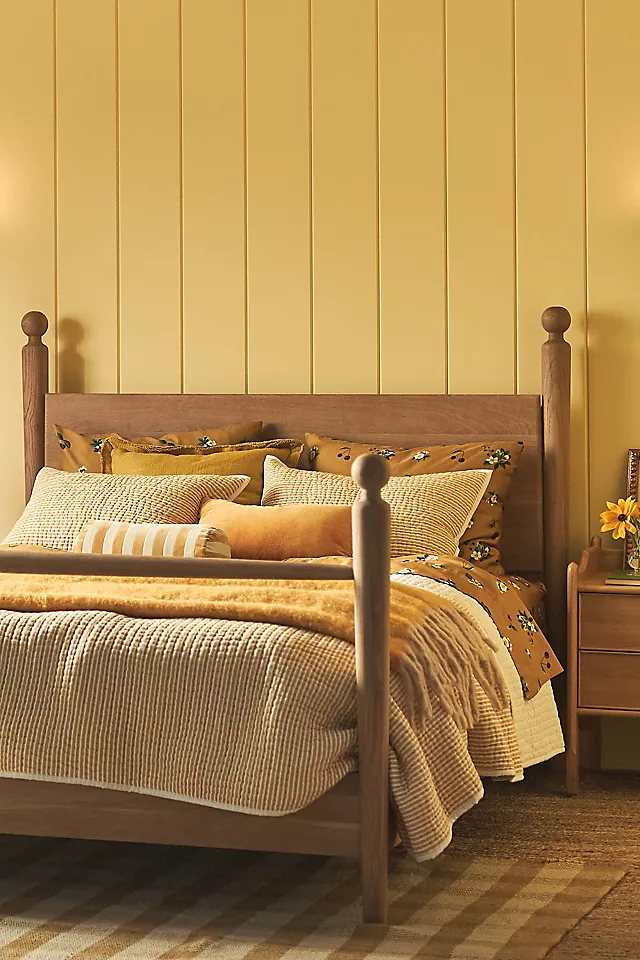 Roma Four-Poster Oak Wood Bed