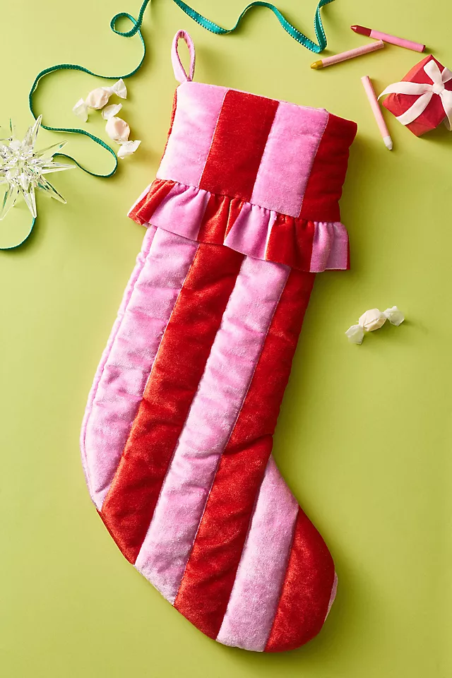 Ruffled Stripe Stocking