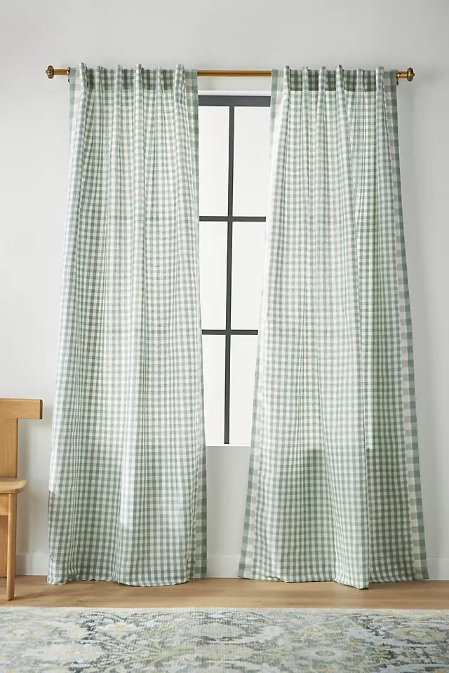 Cotton Linen Gingham Curtain