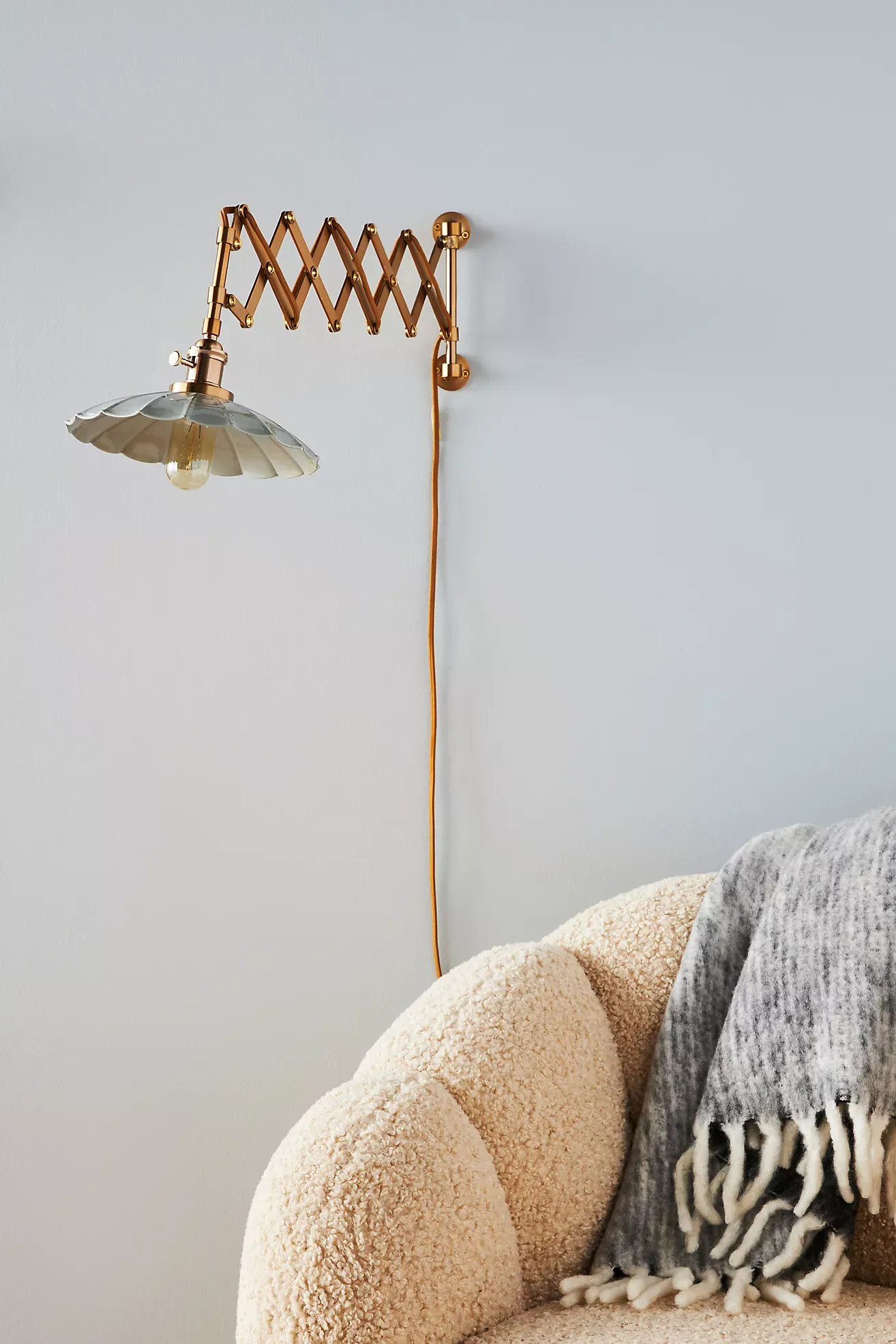 Greta Scalloped Accordian Plug-In Sconce Wall Light