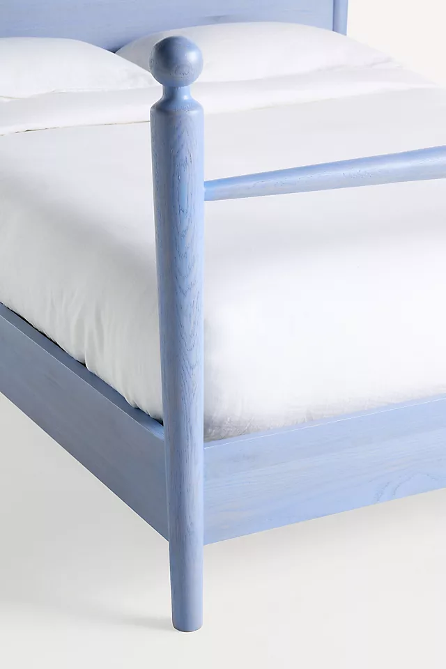 Roma Four-Poster Oak Wood Bed