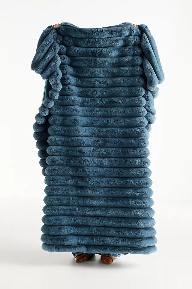 Tipped Puffer Faux-Fur Throw Blanket