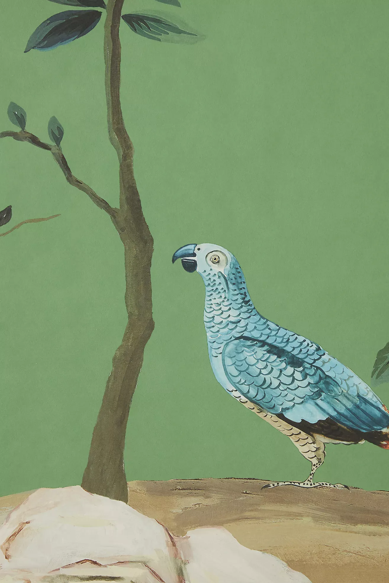 Silver Blossom Chinoiserie Grasscloth Wall Mural