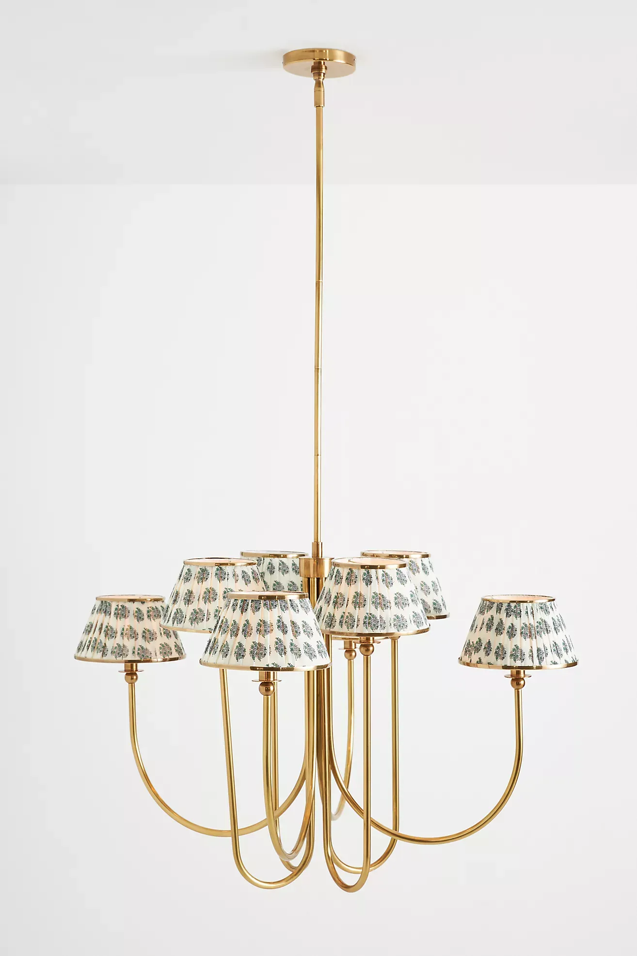 Lee Ruched Printed Shade Brass Chandelier