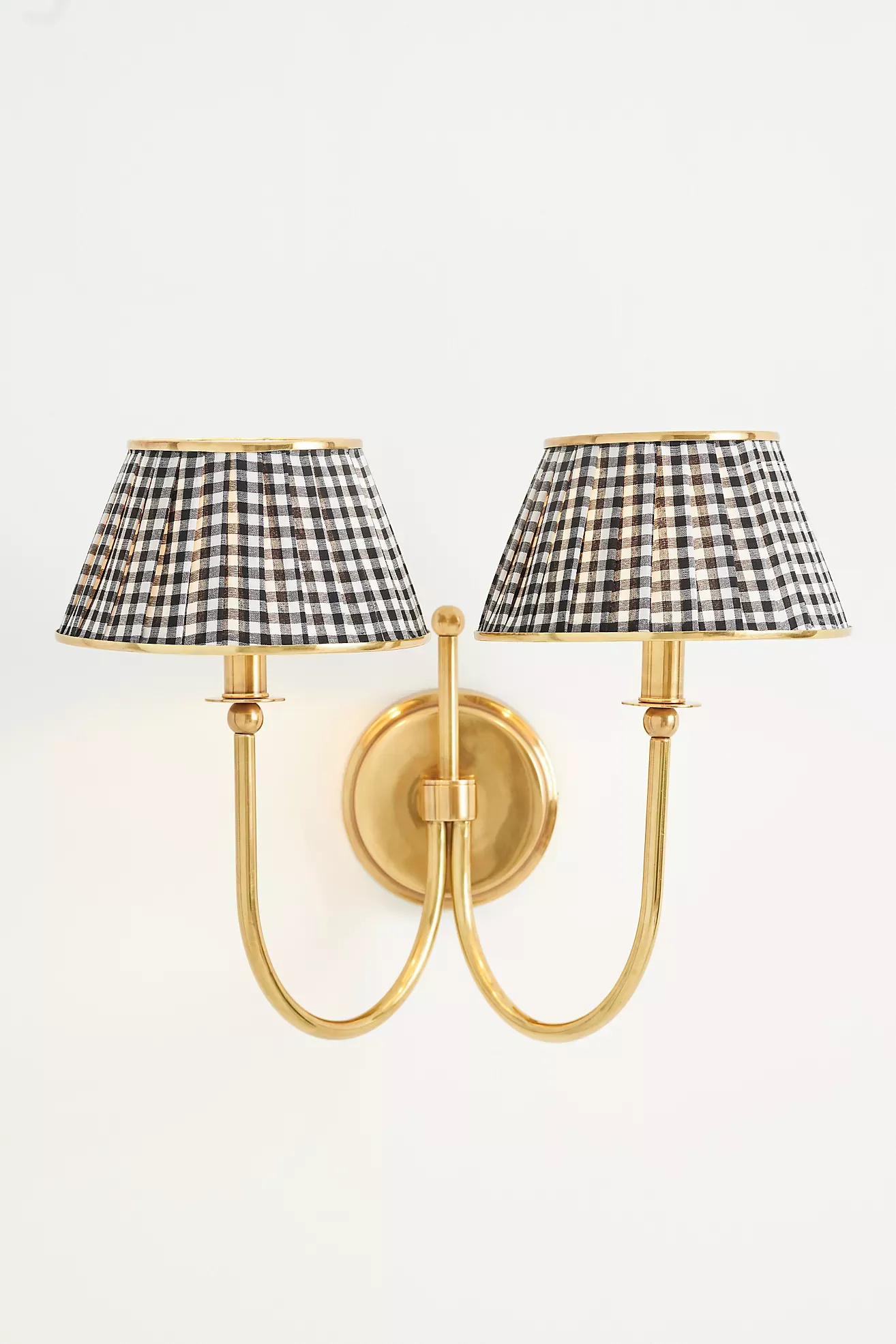 Lee Double-Articulating Shaded Brass Sconce Wall Light