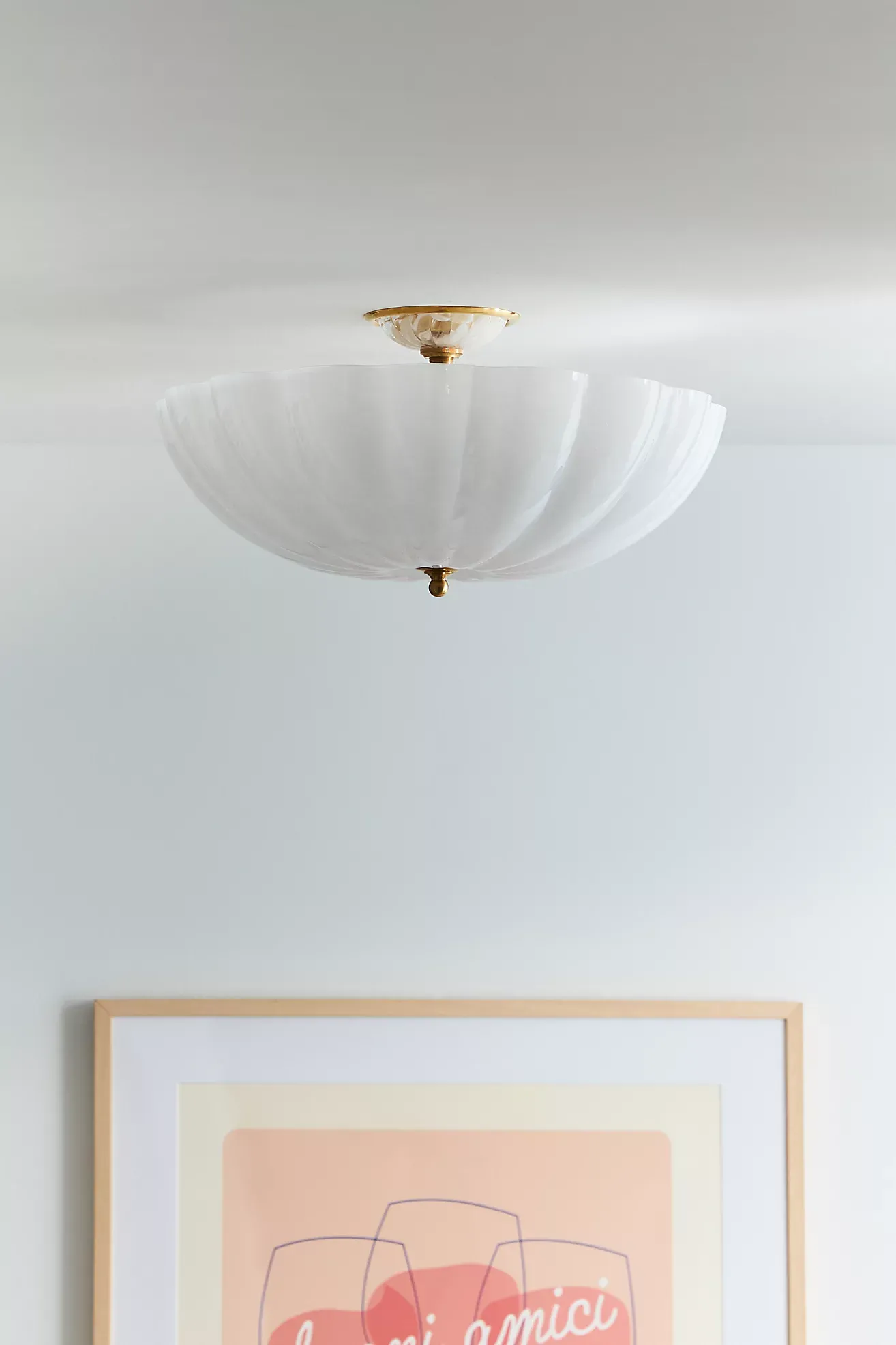 Rosehill Scalloped Glass & Brass Semi-Flush Mount