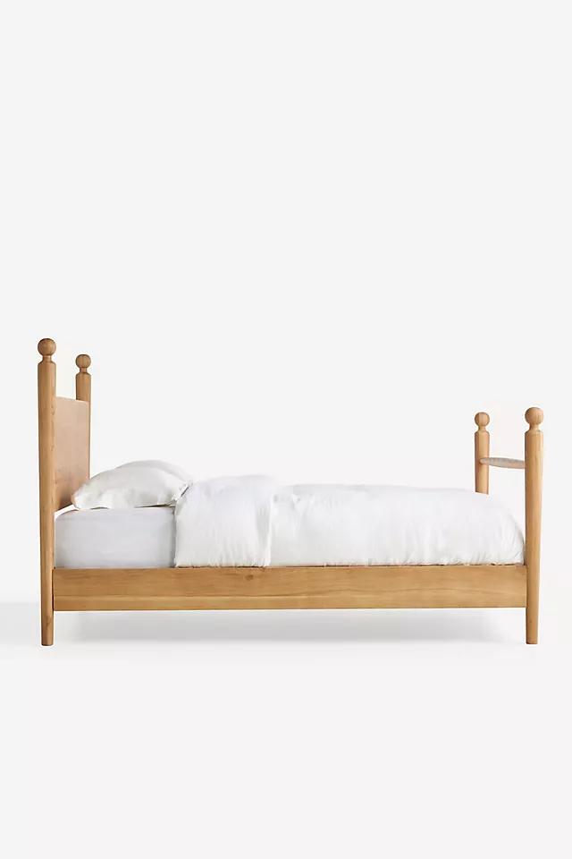 Roma Four-Poster Oak Wood Bed