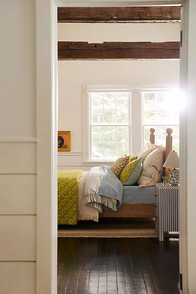 Roma Four-Poster Oak Wood Bed