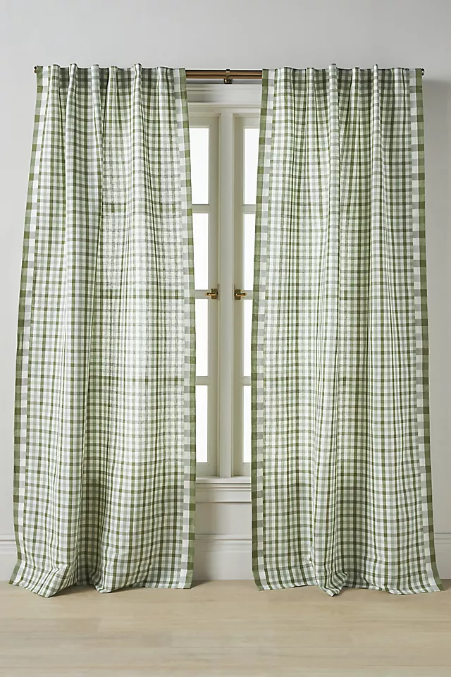 Cotton Linen Gingham Curtain