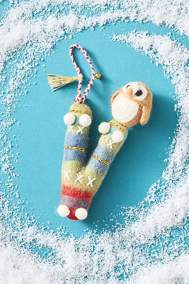 Forest Friends Monogram Wool Felt Ornament