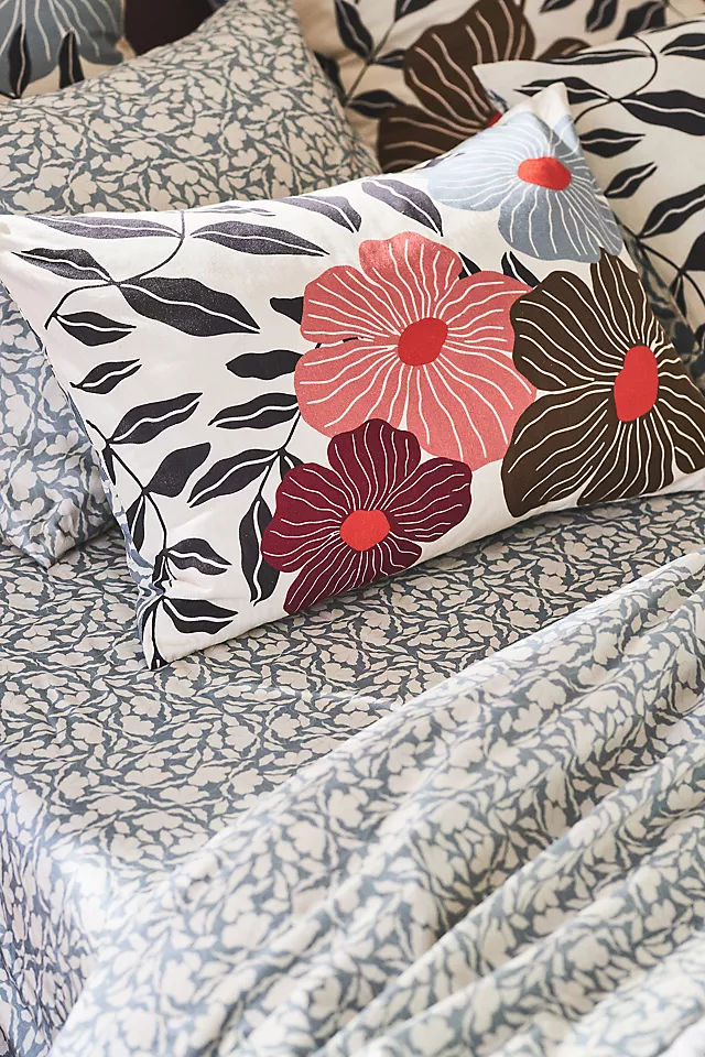 McKenzie Parrott Organic Cotton Sateen Floral Printed Sheet Set