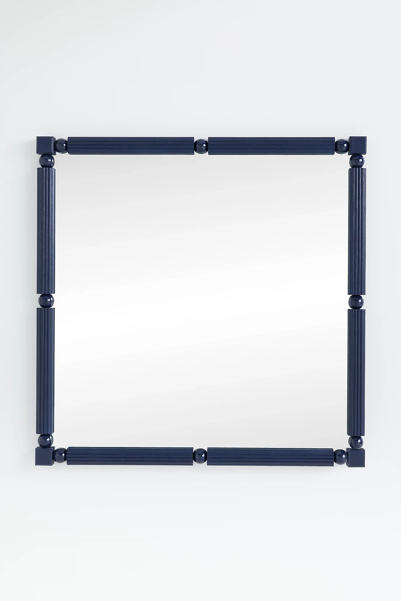 Benedicta Wood Bead Large Square Wall Mirror