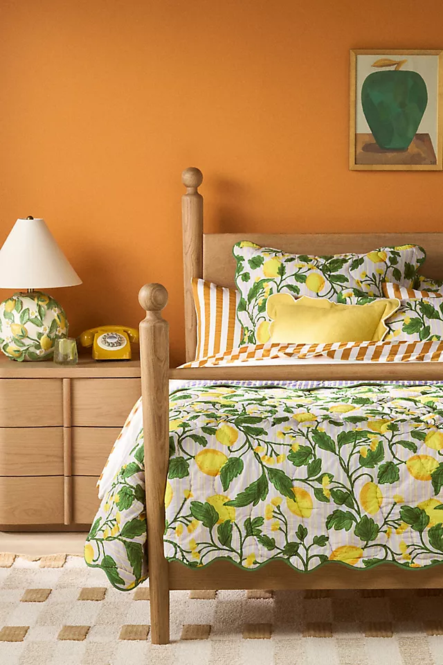 Roma Four-Poster Oak Wood Bed