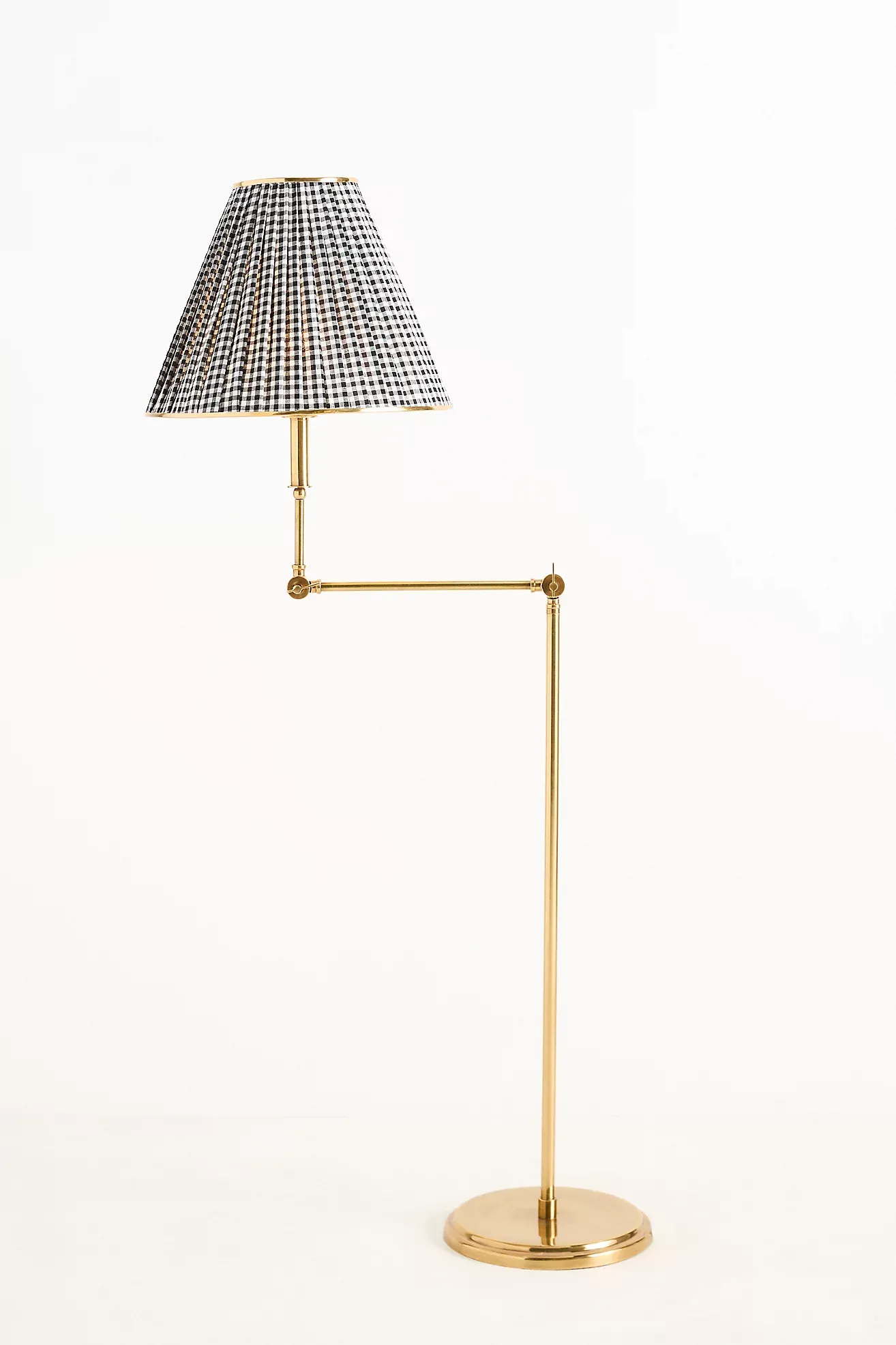 Lee Ruched Articulating Printed Shade Brass Floor Lamp
