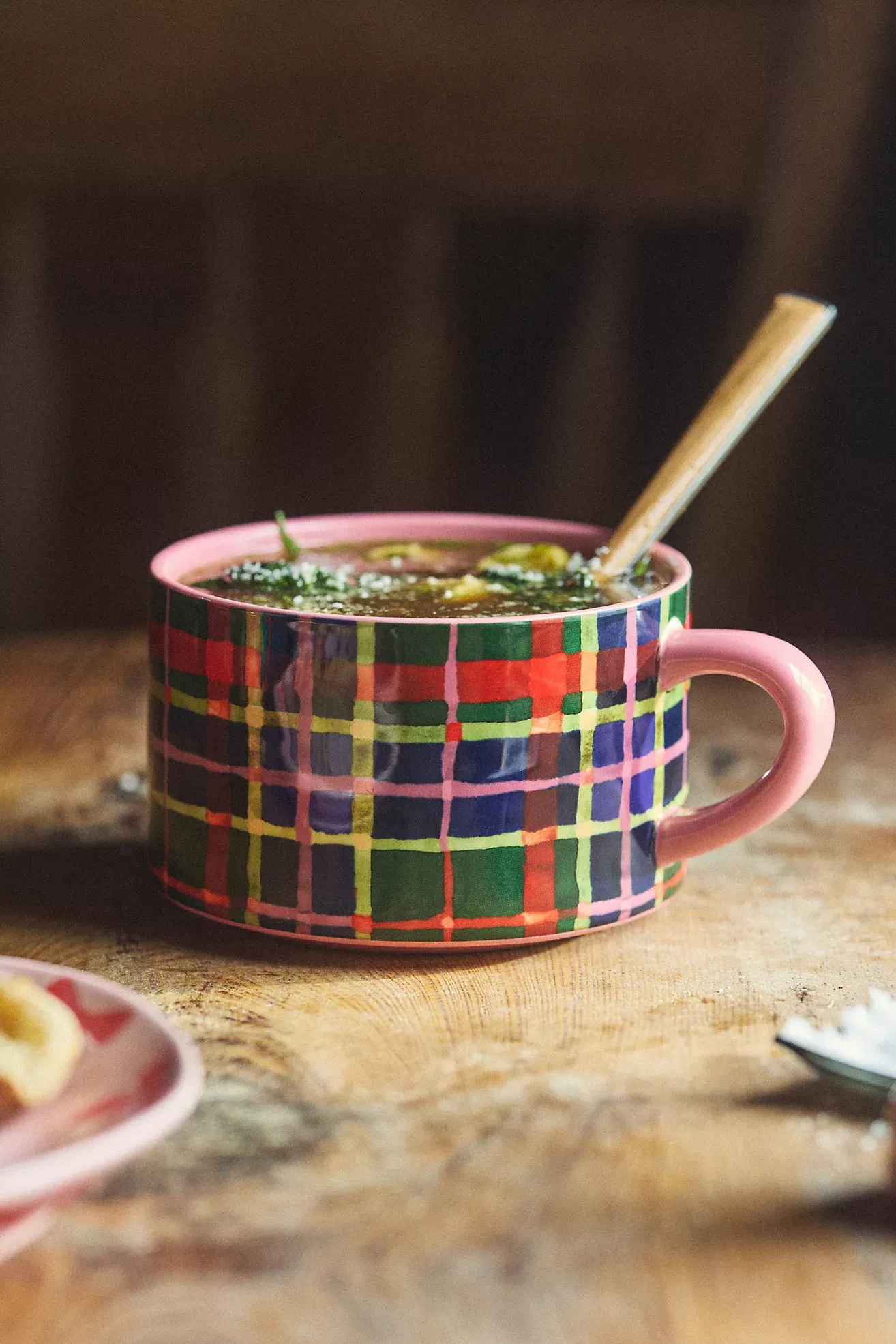 Tartan Stoneware Soup Mug