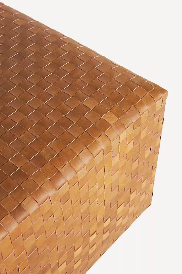 Cove Woven Leather Ottoman