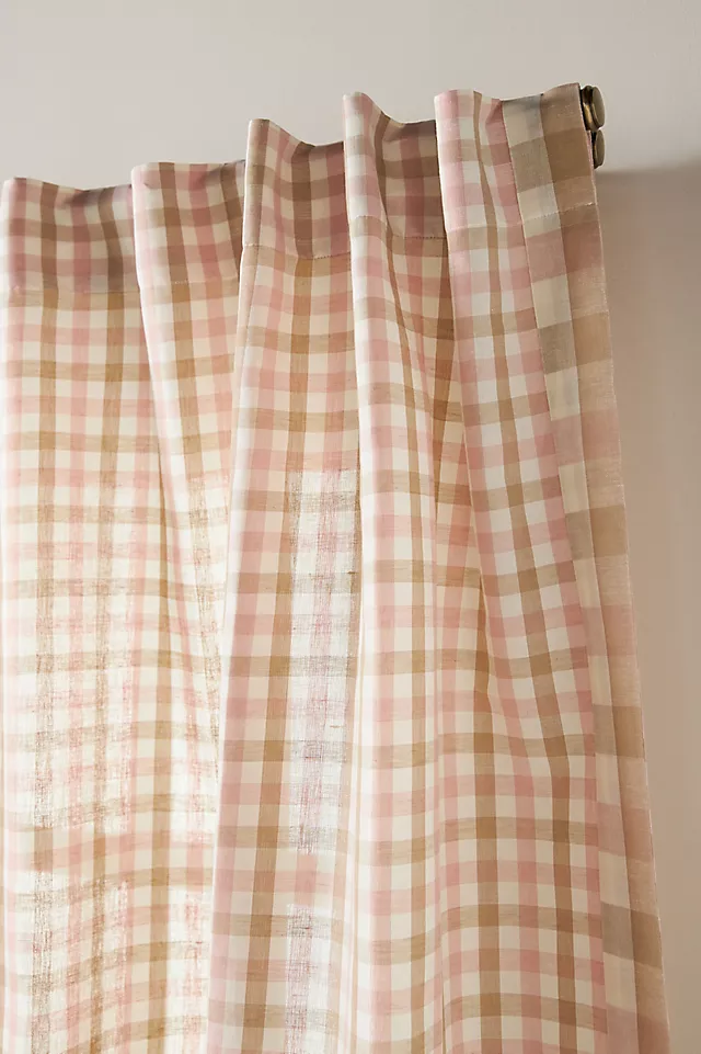 Cotton Linen Gingham Curtain