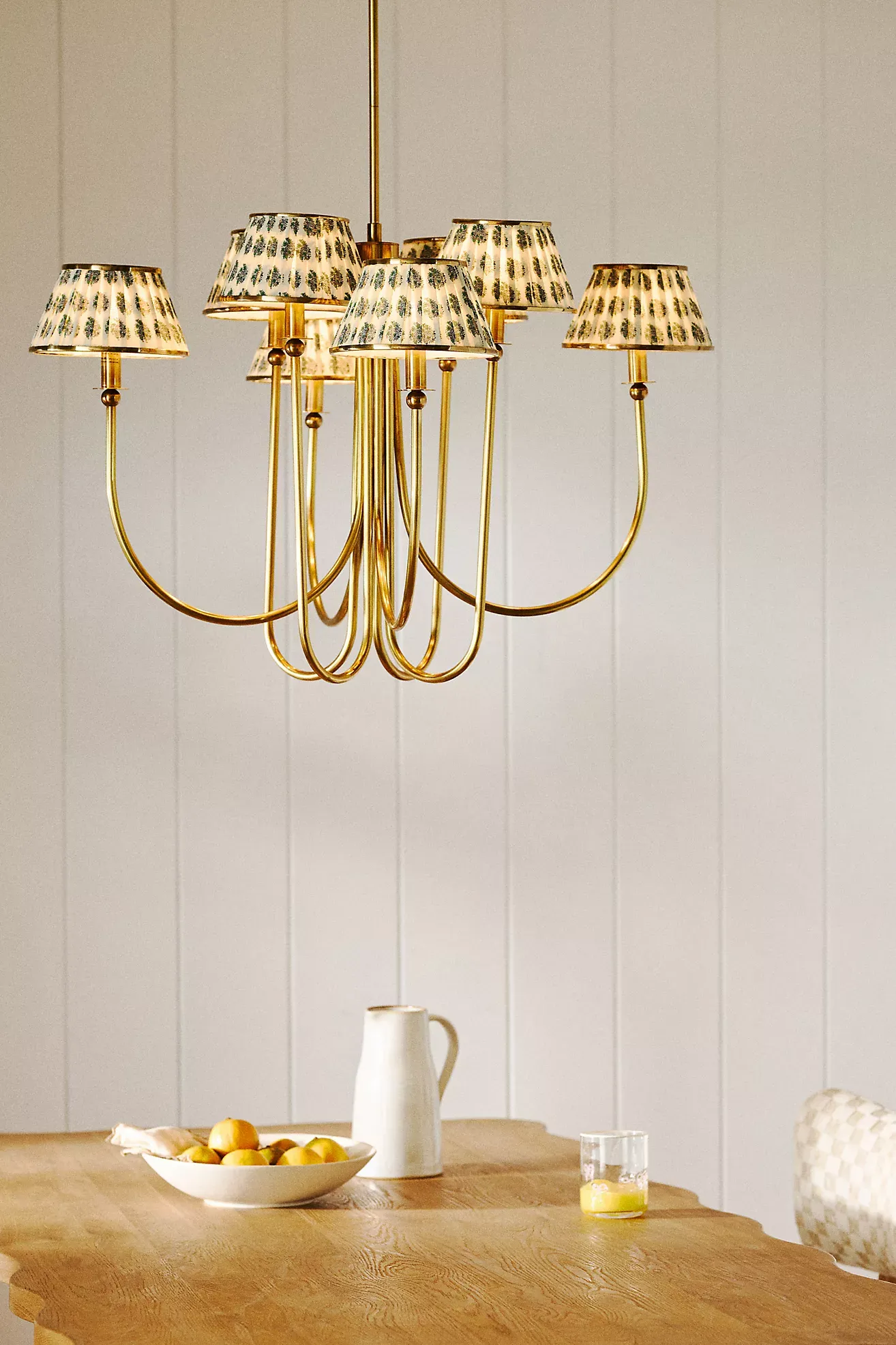 Lee Ruched Printed Shade Brass Chandelier