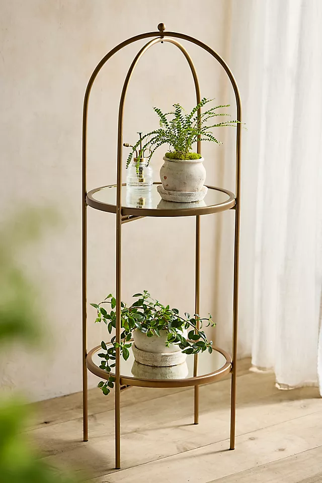 Antique Gold Two-Tier Plant Stand
