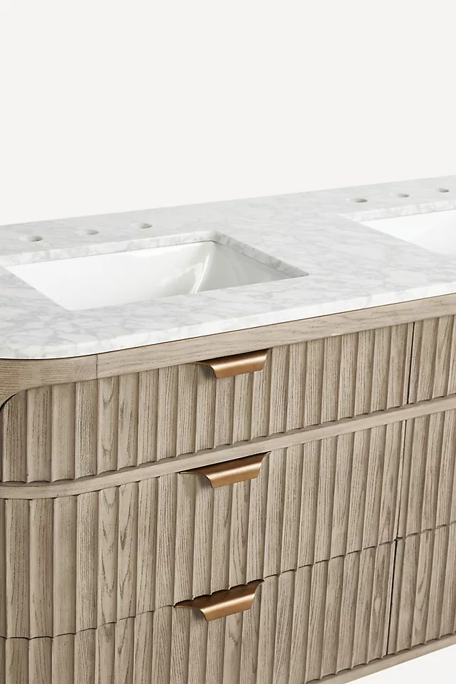 The Isla Marble-Top Fluted-Wood Double-Bathroom Vanity