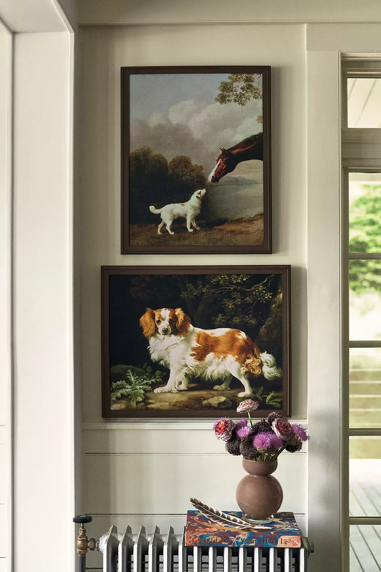 Bay Horse and White Dog - Focus Wall Art
