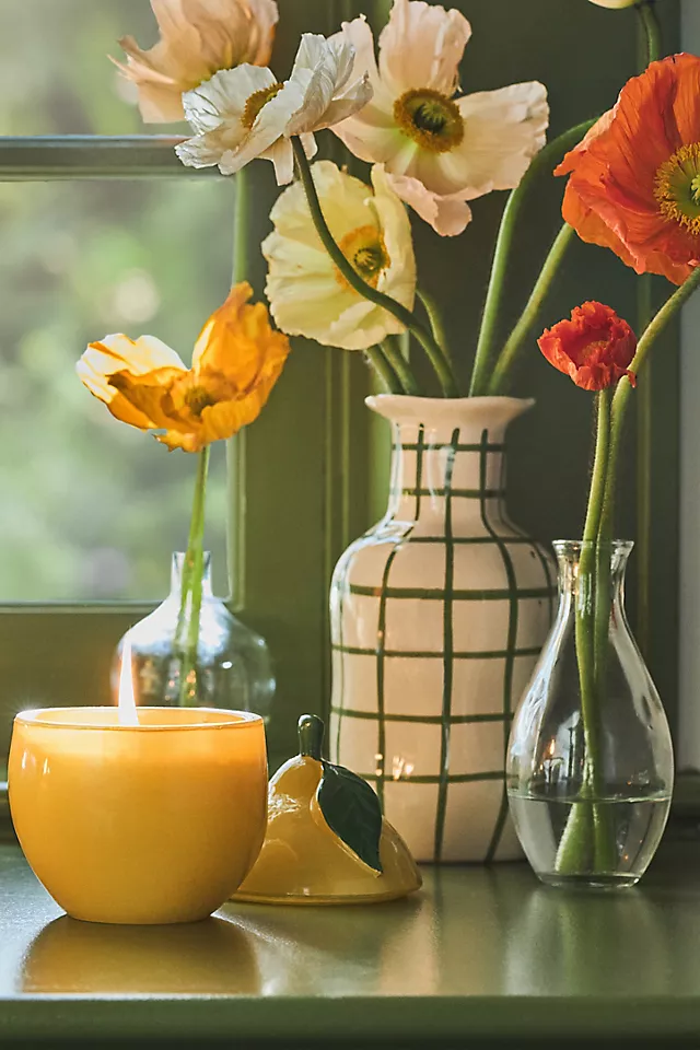 Green Checkered Ceramic Vase