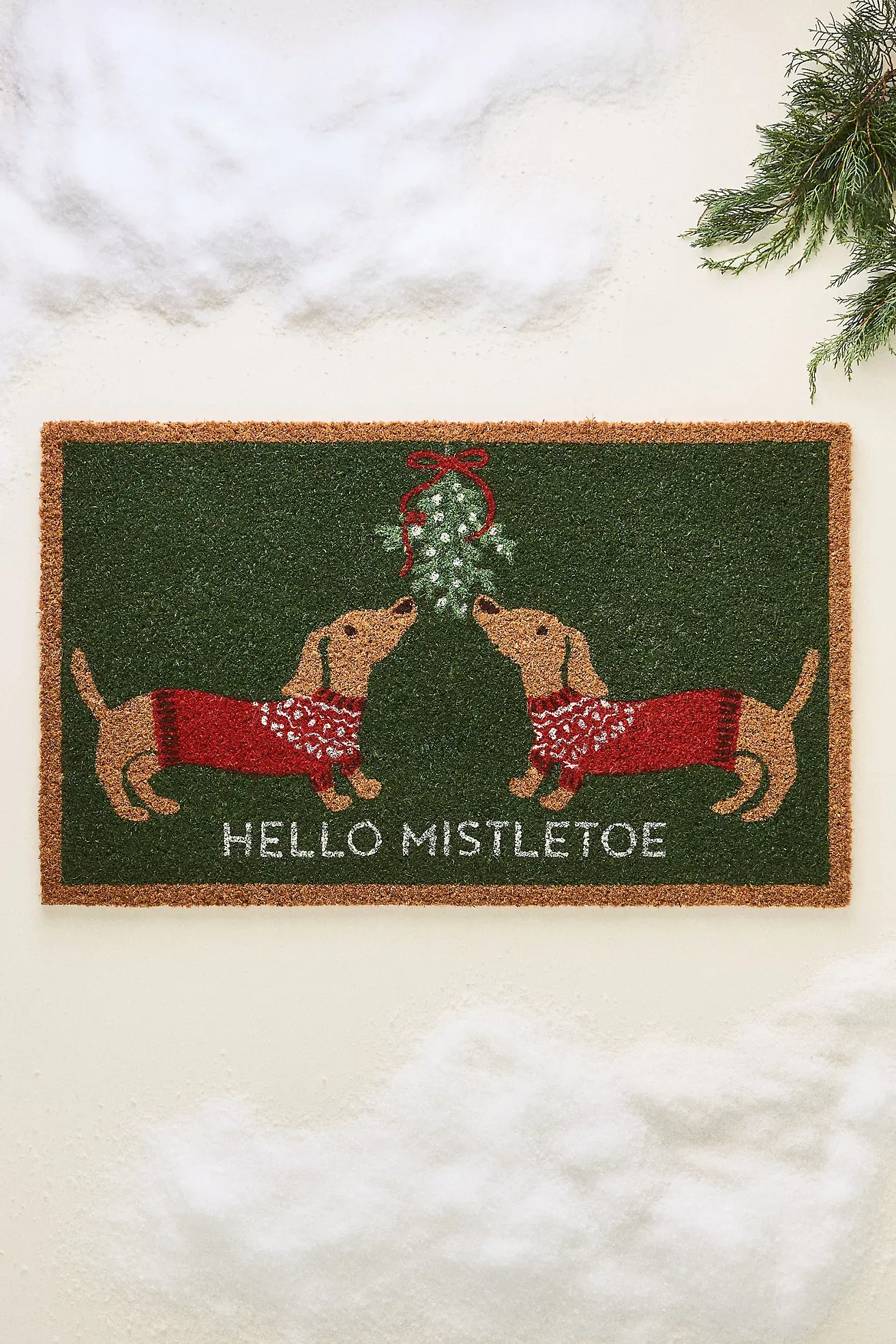 Mistletoe Dachshund Coir Printed Doormat